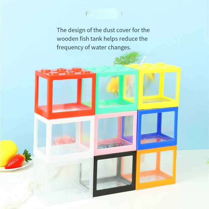 Aquarium Fish Jar - Novelty Block‑Shaped Mini Aquarium Desktop Goldfish