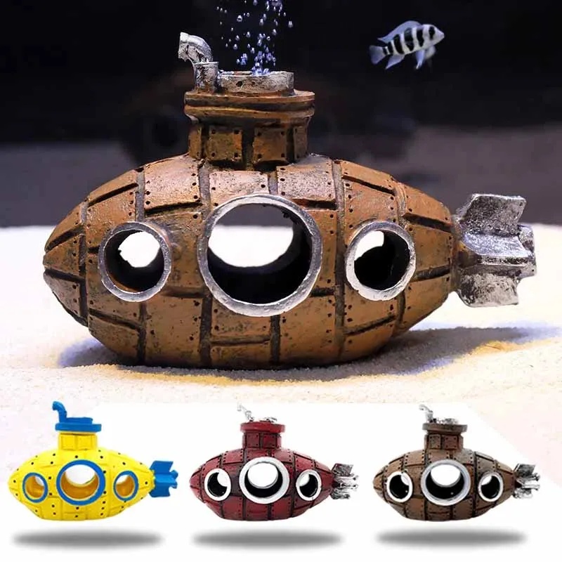 Aquarium Fish Enrichment - Resin Submarine Ornaments Aquarium Fish Tank