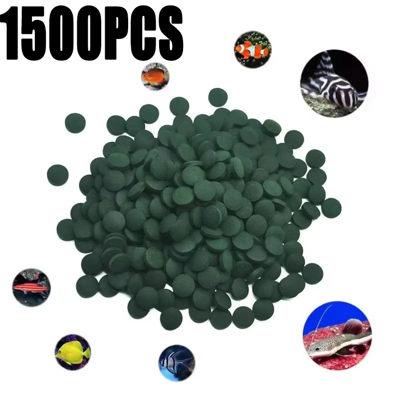 Aquarium Fish Enrichment - 100-1500Pcs High-Purity Spirulina Tablets Spirulina Seaweed
