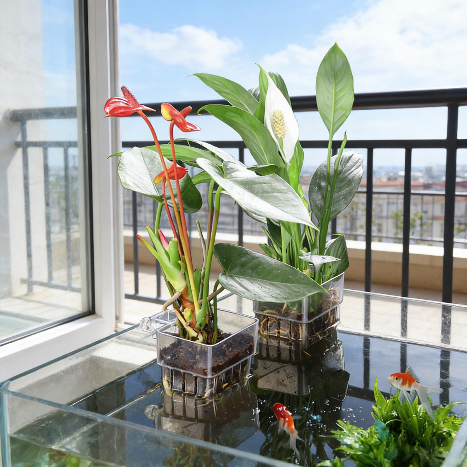 Aquarium Plant Basket Transpar - Aquarium Fish Enrichment ulasan dan harga