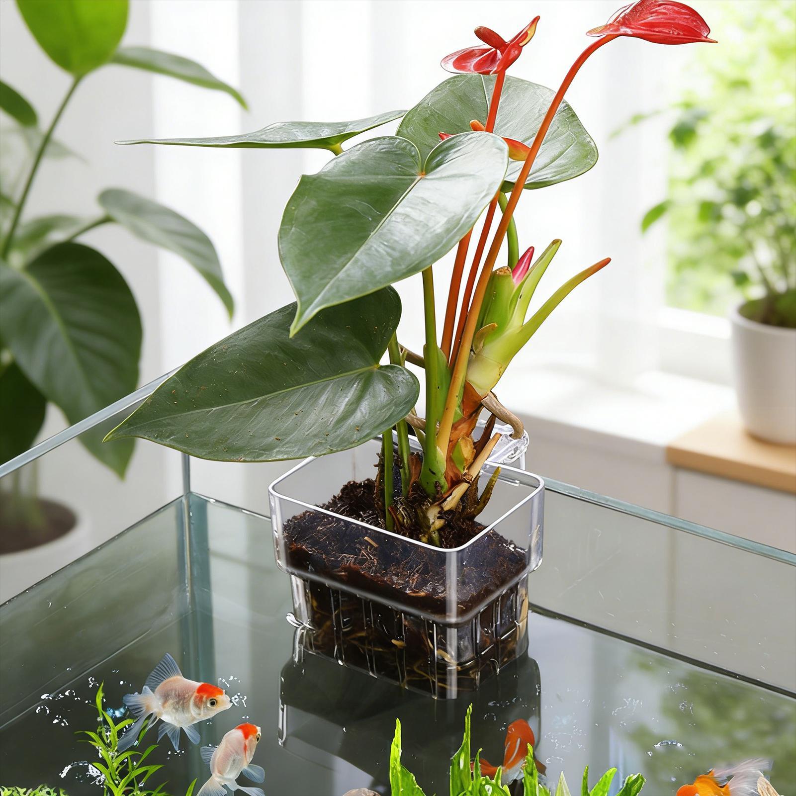 Aquarium Plant Basket Transpar - Aquarium Fish Enrichment ulasan dan harga