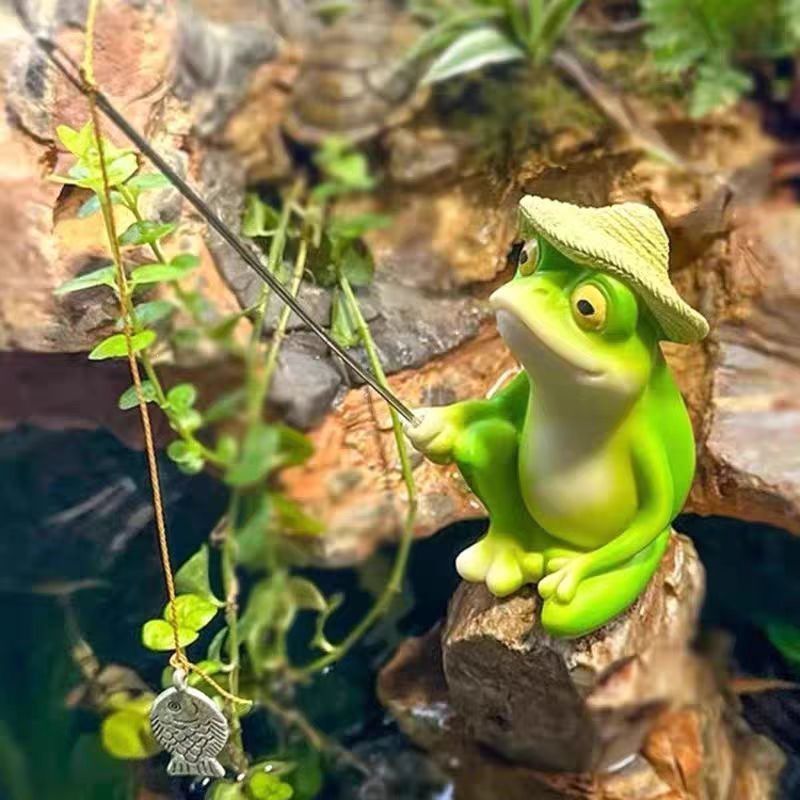Cartoon Resin Frog Figurine Cr - Aquarium Fish Land ulasan dan harga