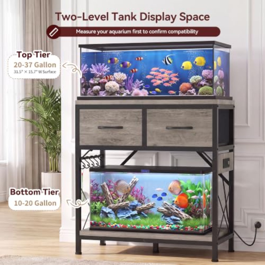 Fish Tank Stand for 20-29-37 G - Aquarium Fish Black ulasan dan harga