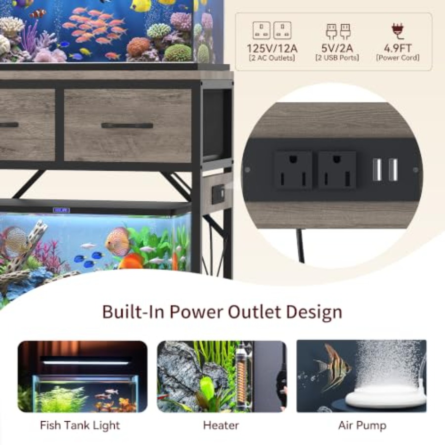 Fish Tank Stand for 20-29-37 G - Aquarium Fish Black ulasan dan harga