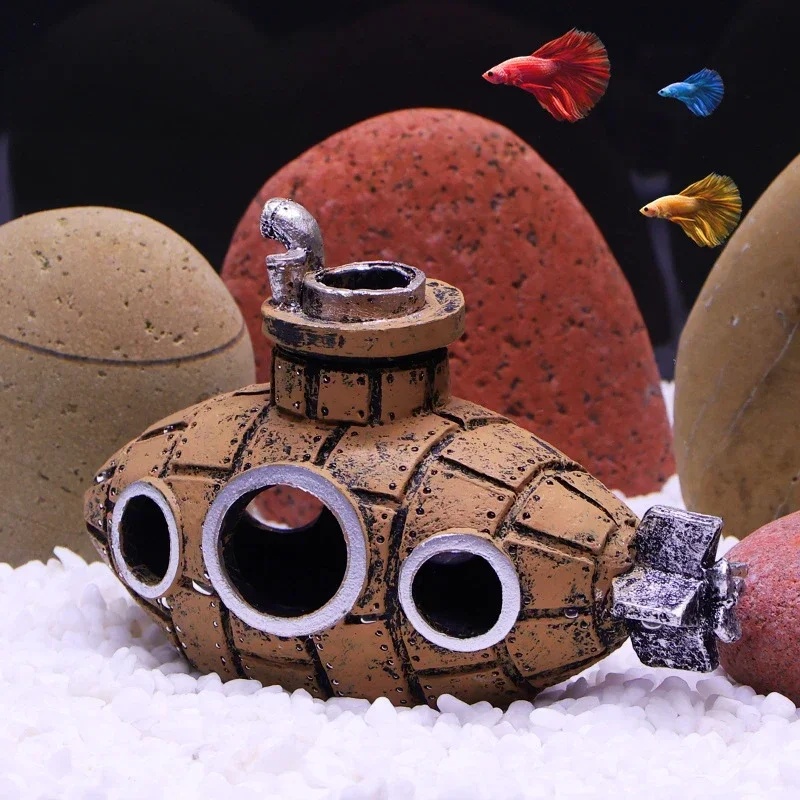 Resin Submarine Ornaments Aqua - Aquarium Fish Enrichment ulasan dan harga