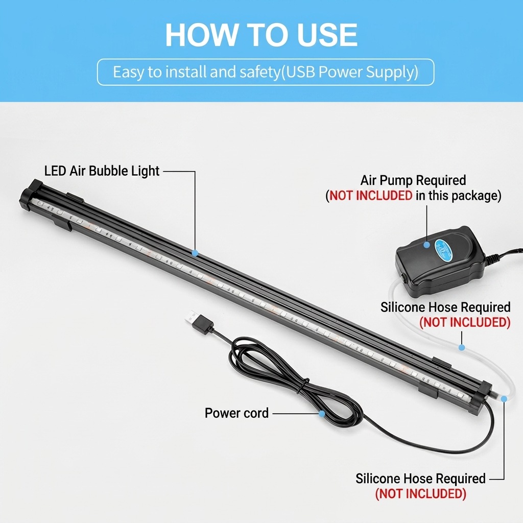 USB LED Aquarium Air Bubble Li - Aquarium Fish Light Lamp ulasan dan harga